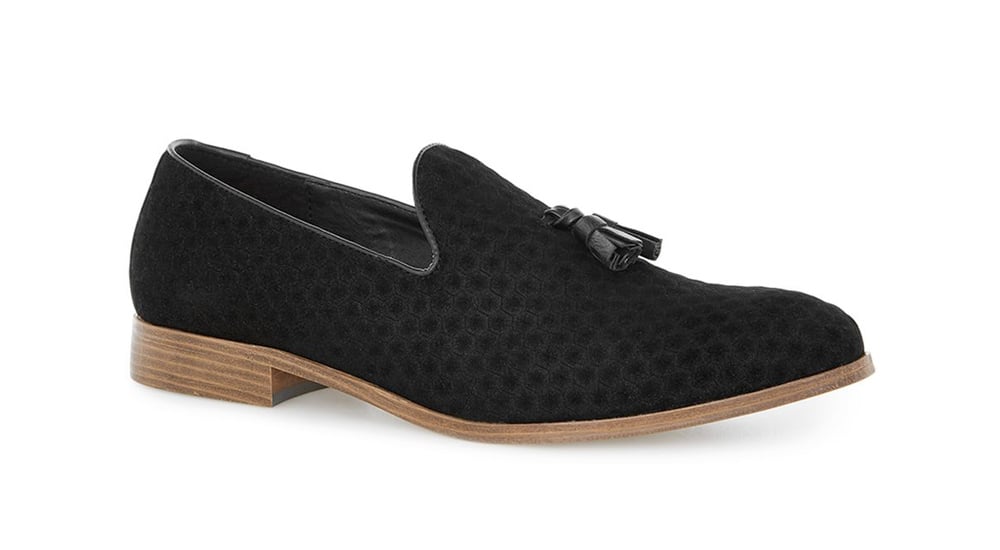 Black Faux Suede Tassel Loafers