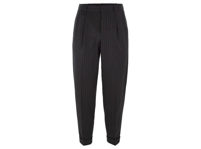 Topman Navy Pinstripe Tapered Trousers