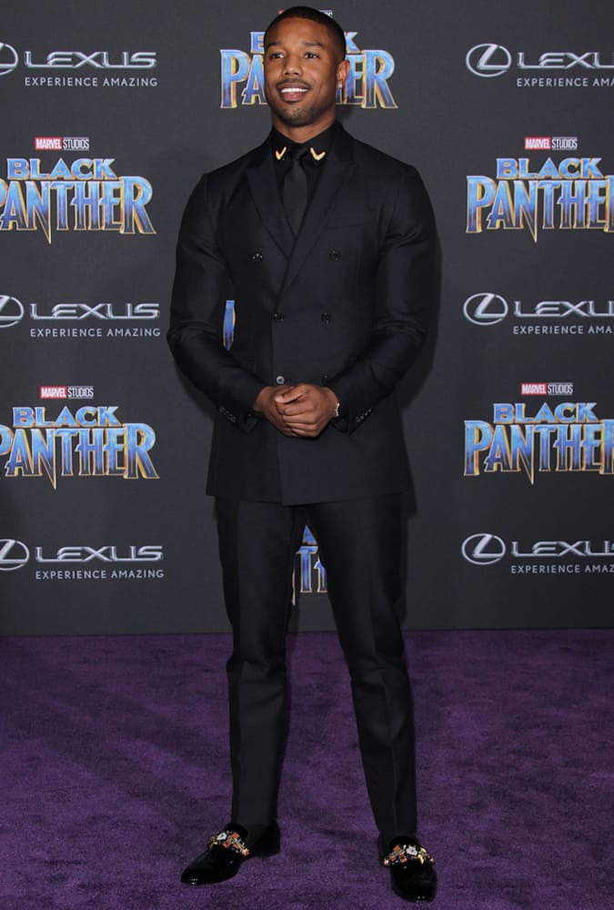 Michael B Jordan At The Black Panther Premiere