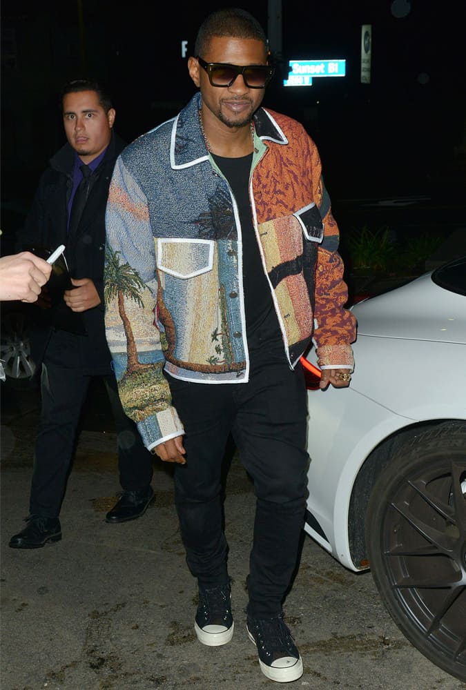 Usher Dressed In A Colourful Jacket