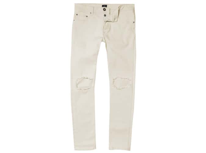 River Island Cream Sid Ripped Skinny Jeans