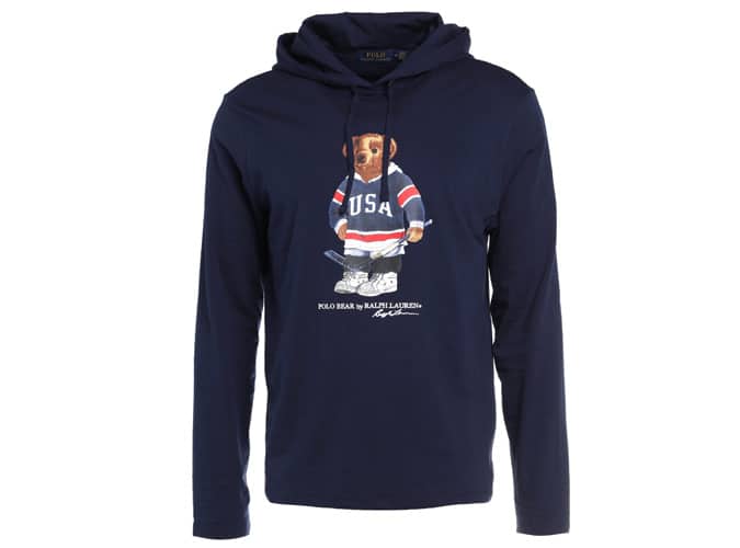 Polo Ralph Lauren Vintage Hockey Bear Print Hooded Top