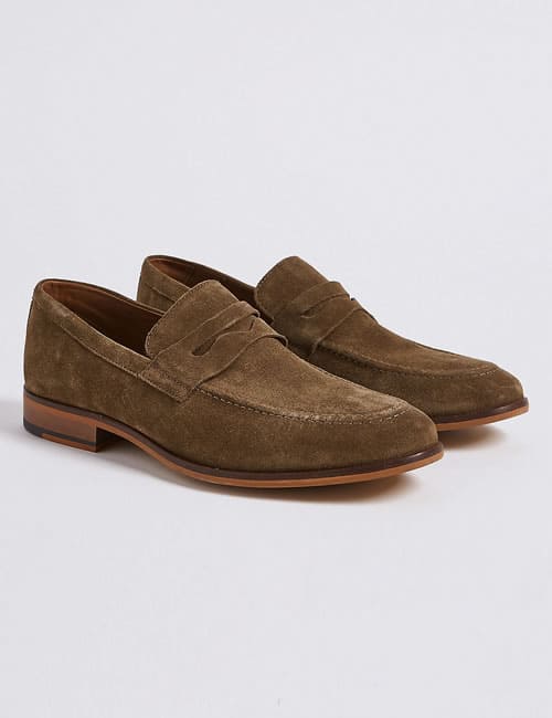 Suede Saddle Slip-on Loafers