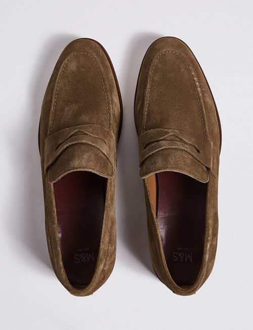 Suede Saddle Slip-on Loafers
