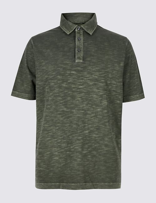Pure Cotton Textured Polo Shirt
