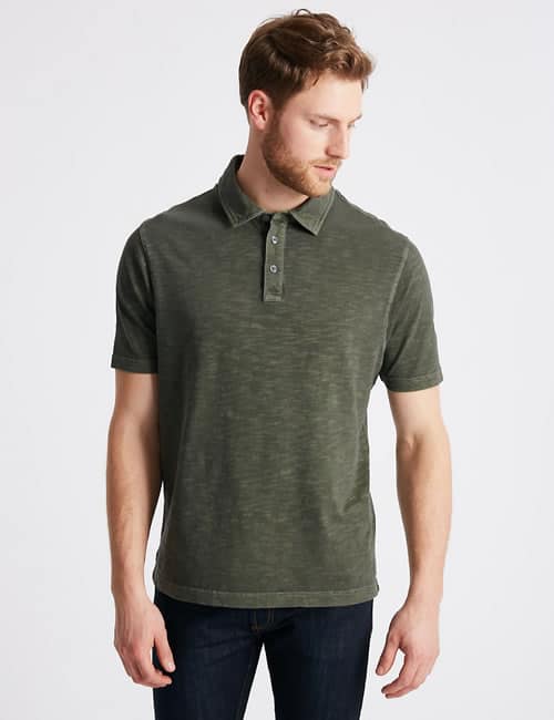 Pure Cotton Textured Polo Shirt