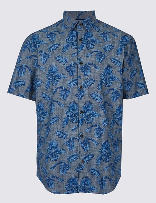 Pure Cotton Palm Print Shirt