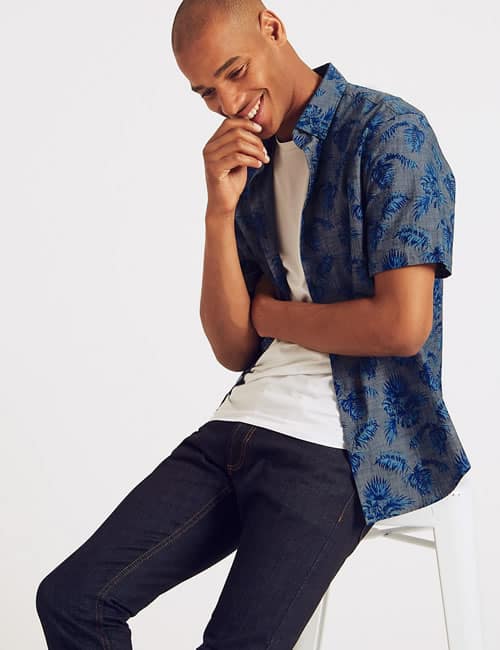 Pure Cotton Palm Print Shirt