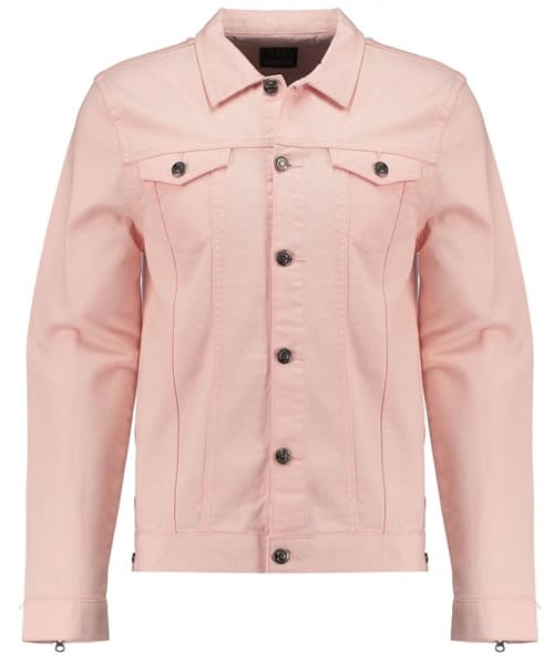 TWISTED SOUL Mens Pink Denim Jacket With Zips