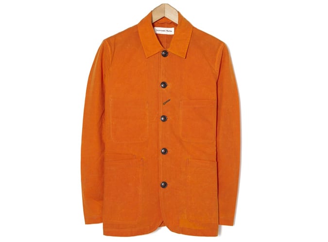 Universal Works Bakers Jacket In Orange Scottish Wax Cotton