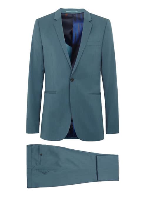 Blue Skinny Suit With Printed Lining