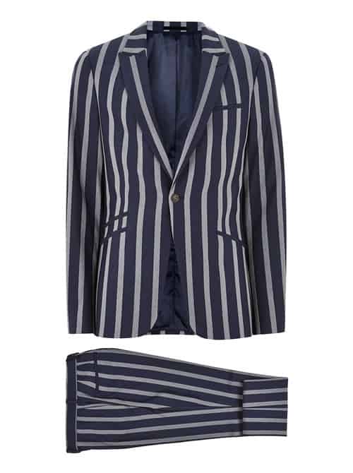 Navy And White Stripe Muscle Fit Suit
