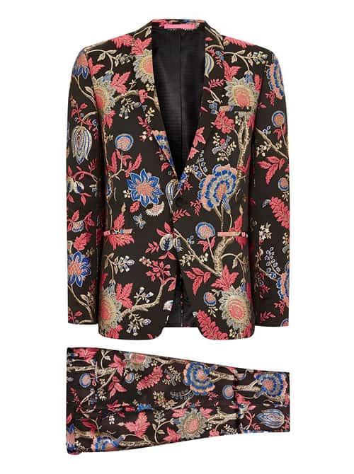 Black Jacquard Skinny Suit