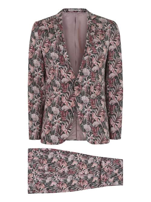 Pink Floral Print Ultra Skinny Fit Suit