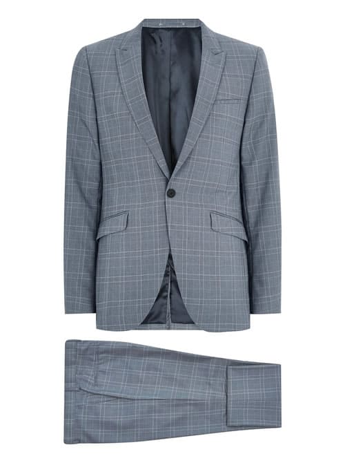 Blue Tonal Check Skinny Fit Suit