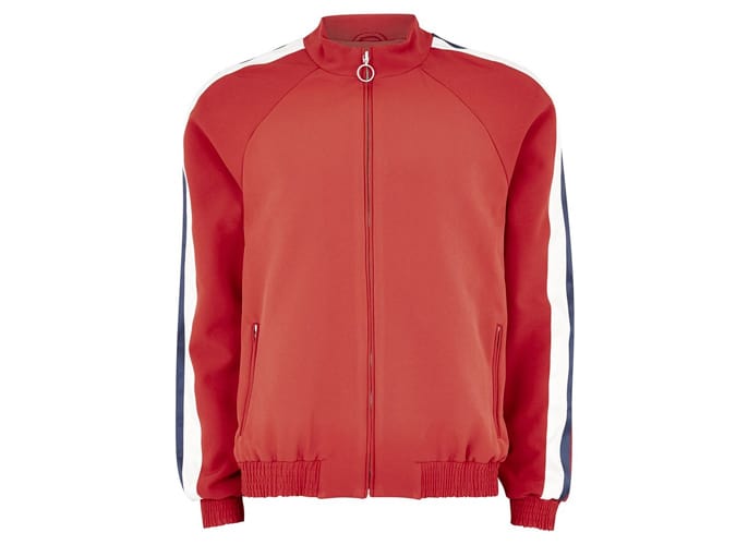 Topman Red Smart Track Top With Satin Side Stripe
