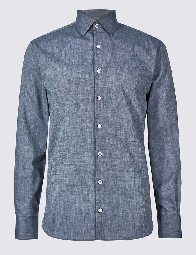 Linen Blend Tailored Fit Shirt
