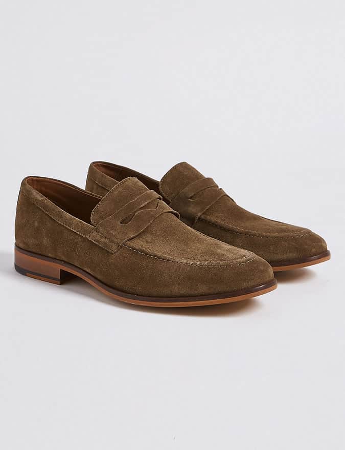 Suede Saddle Slip-on Loafers