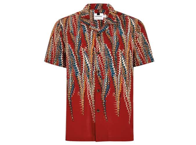 Topman Red Marble Short Sleeve Shirt