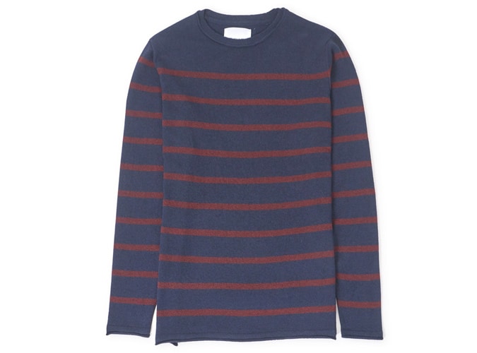 The Idle Man Breton Stripe Navy Jumper