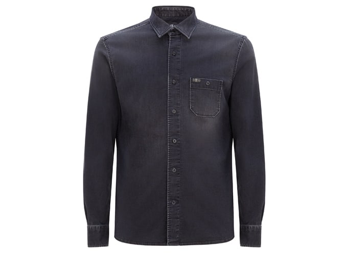 7 For All Mankind Black Washed Denim Shirt