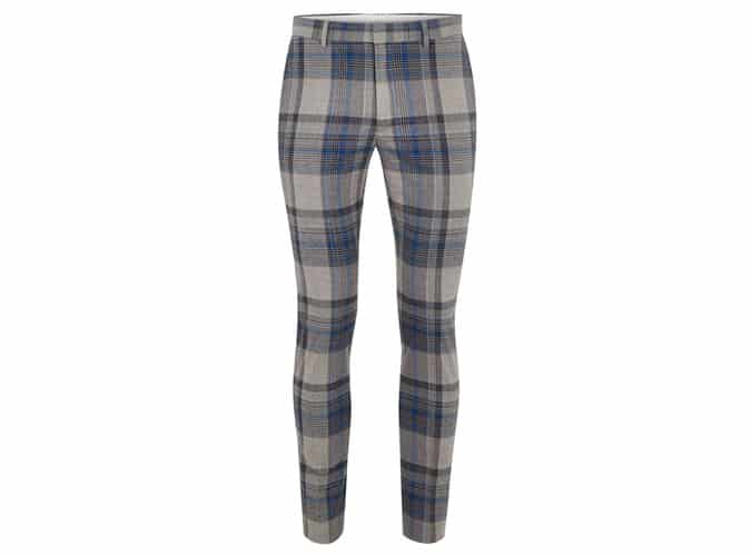 Topman Blue And Grey Check Ultra Skinny Smart Trousers