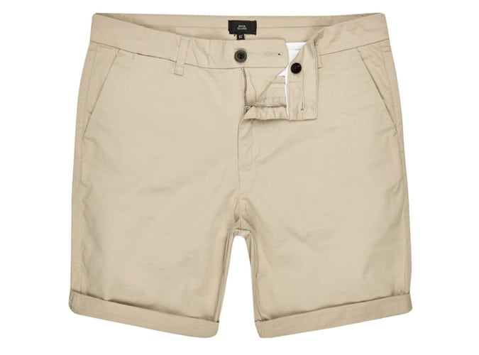River Island Light brown turn-up hem skinny fit shorts