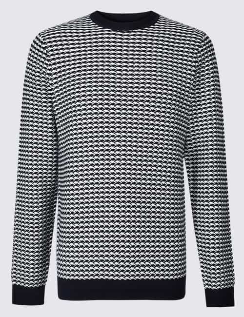 AUTOGRAPH Pure Cotton Textured Slim Fit Jumper