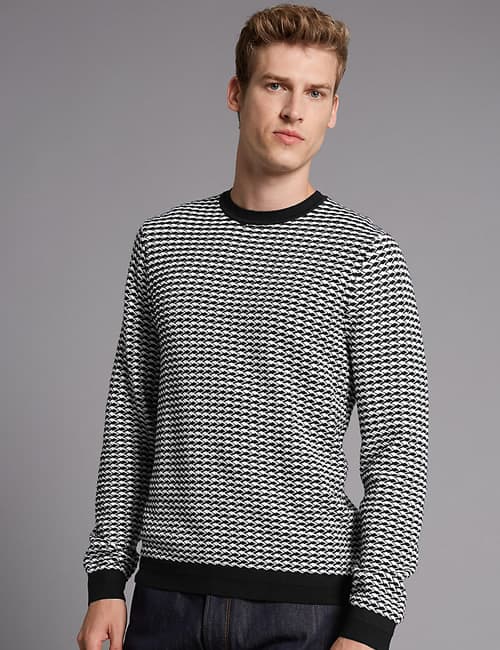 AUTOGRAPH Pure Cotton Textured Slim Fit Jumper