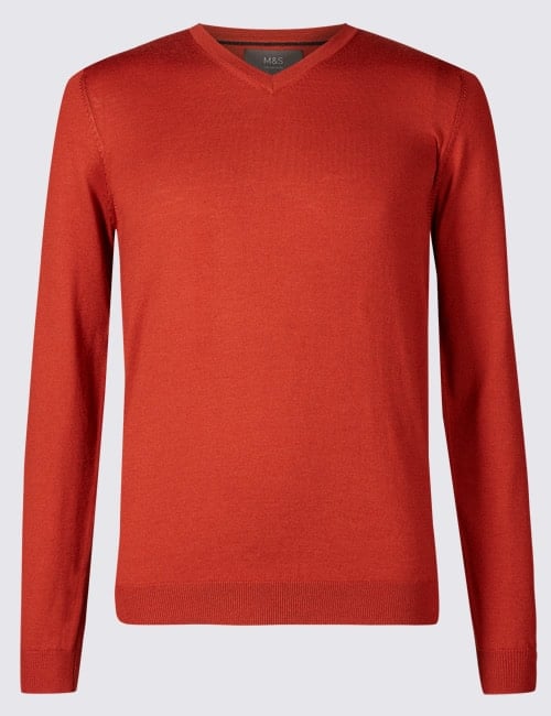 M&S COLLECTION Pure Extra Fine Merino V-Neck Jumper