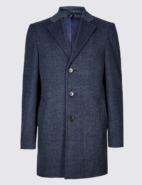 M&S COLLECTION Wool Blend Revere Overcoat