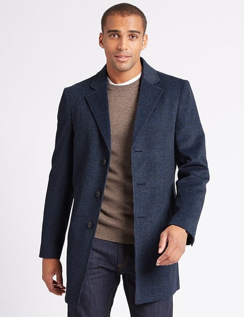 M&S COLLECTION Wool Blend Revere Overcoat