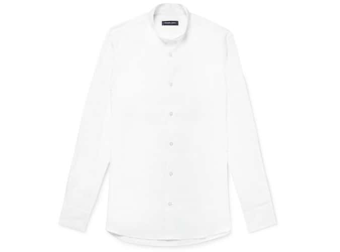 FRESCOBOL CARIOCA Grandad-Collar Slub Linen Shirt