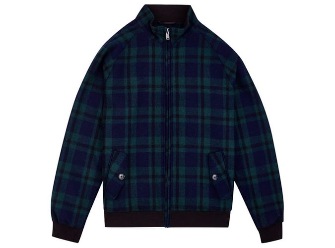 Burton Green Check Faux Wool Harrington Jacket