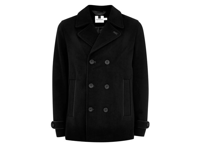 Topman Wool Blend Peacoat