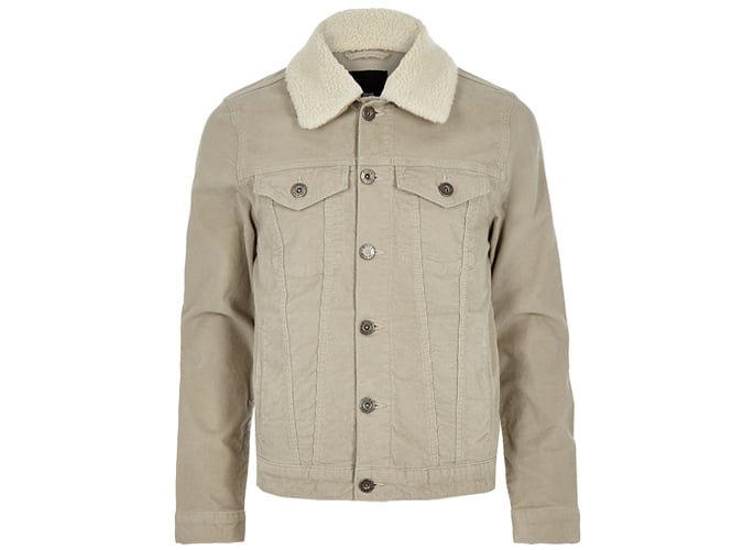 River Island Stone Borg Lined Cord Jacket