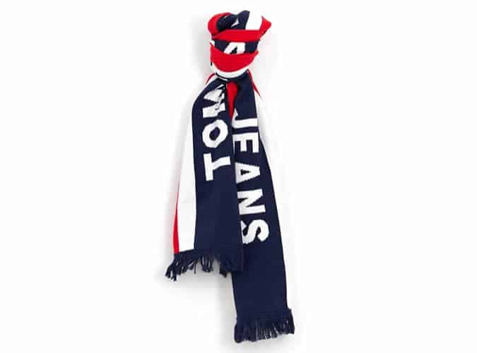 Tommy Jeans heritage logo knitted scarf in navy