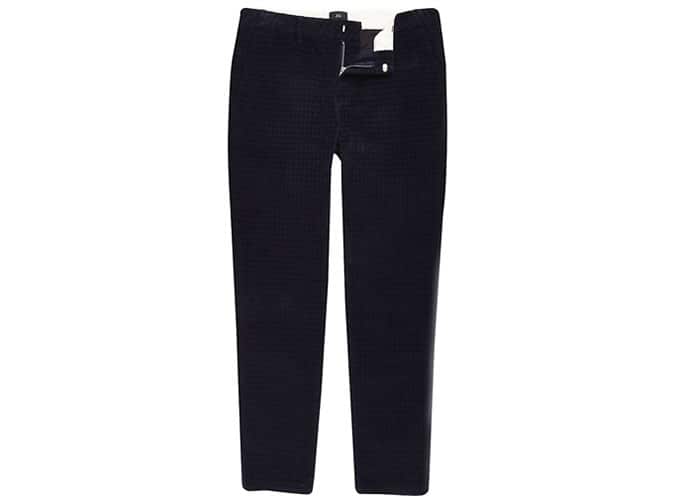 Navy cord check skinny fit trousers