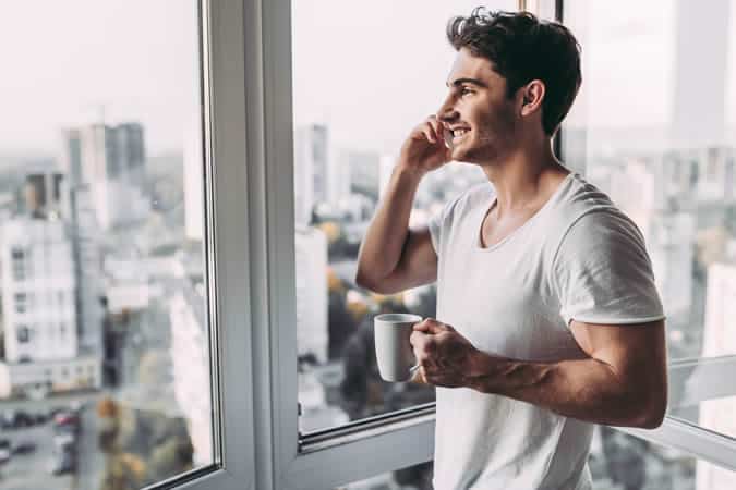 Man drinking coffee