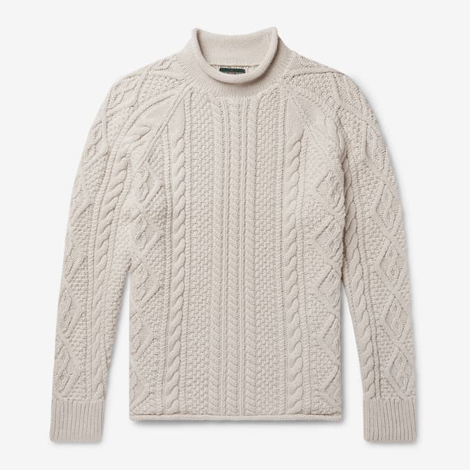 J.CREW Cable-Knit Cotton Rollneck Sweater