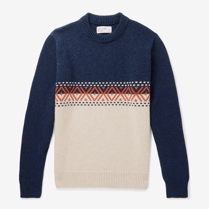 UNIVERSAL WORKS Colour-Block Wool-Blend Sweater