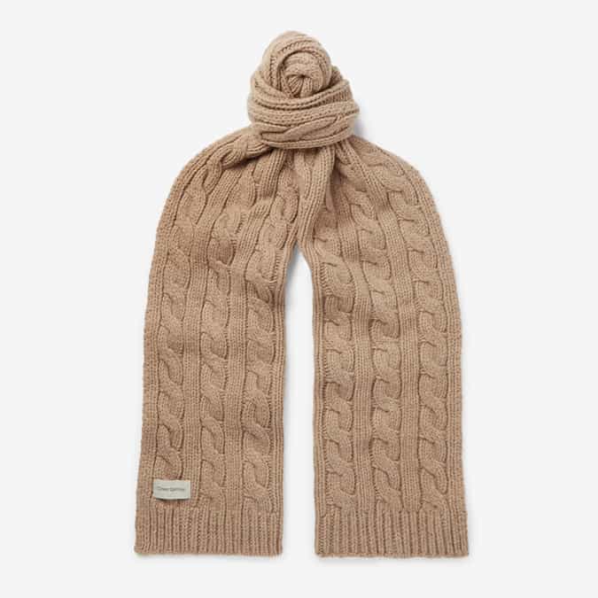 OLIVER SPENCER Arbury Cable-Knit Wool-Blend Scarf