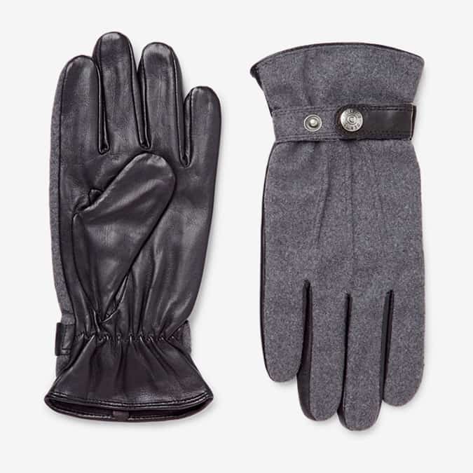 DENTS Guildford Mélange Flannel And Leather Gloves