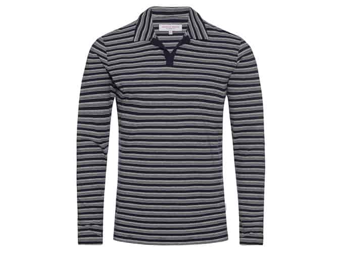 FELIX Navy/White Long Sleeve Resort Polo
