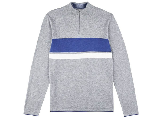 Grey Striped Half Zip Jumper