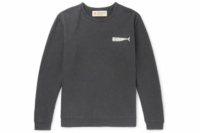 MOLLUSK Printed Loopback Cotton And Hemp-Blend Jersey Sweatshirt