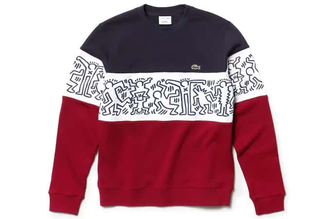 Men's Keith Haring Print Crew Neck Colourblock Fleece Sweatshirt