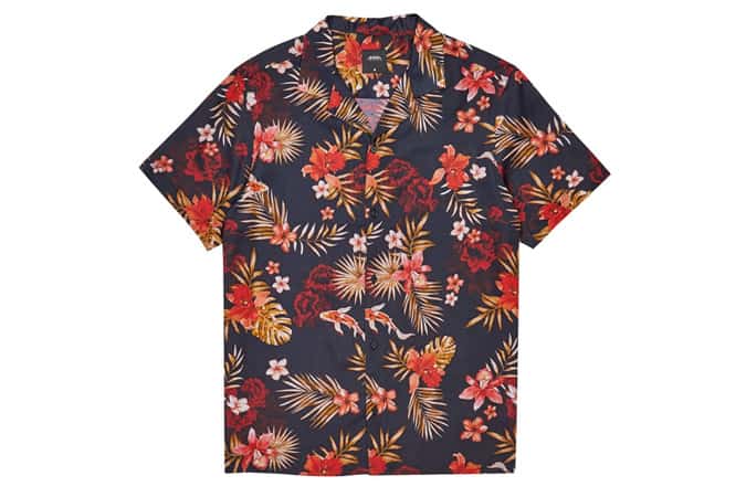 Black Short Sleeve Revere Ohana Printed Shirt