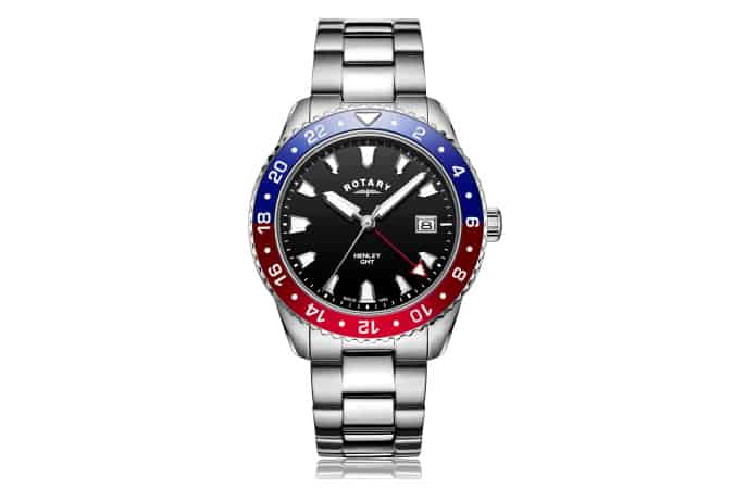 Rotary Gents Stainless Steel Red / Blue GMT Henley