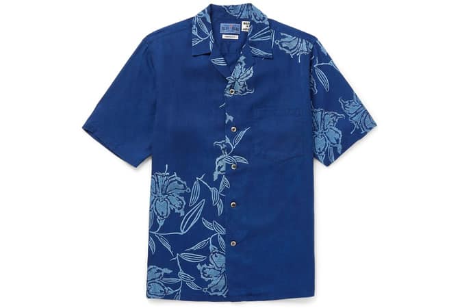 BLUE BLUE JAPAN Camp-Collar Printed Lyocell Chambray Shirt